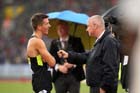 Ross Murray being interviewed after finishing second to Silas Kiplagat in the Emsley Carr Mile, 2012 Samsung Diamond League, Crystal Palace, London.